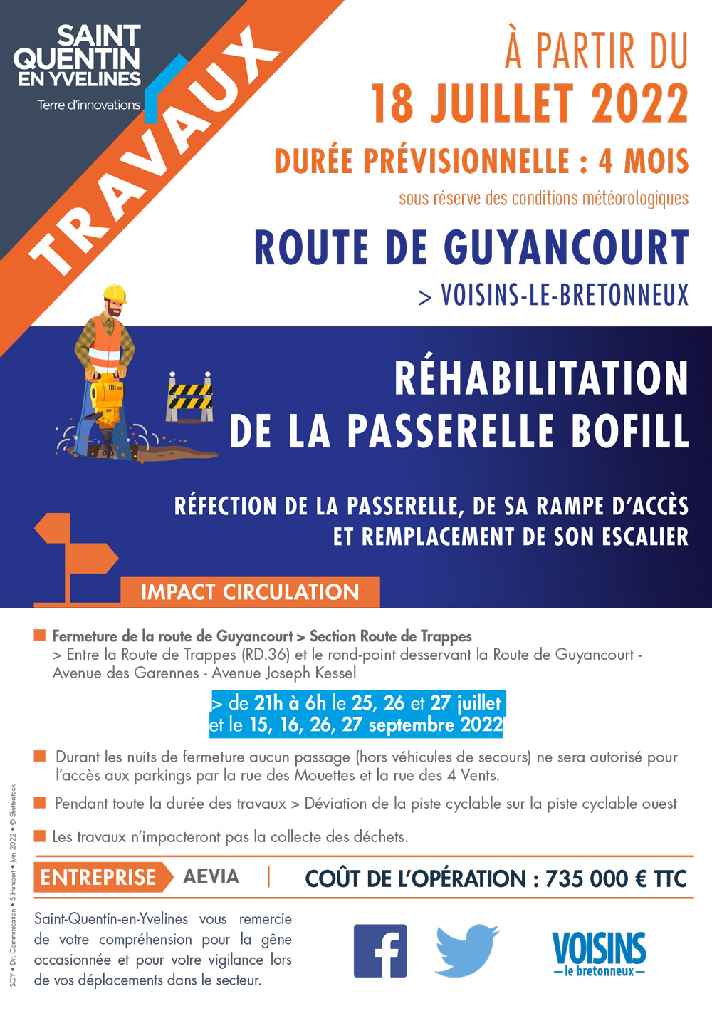 Rehabilitation de la passerelle BOFILL A PARTIR DU 18 JUILLET 2022 4 MOIS 1